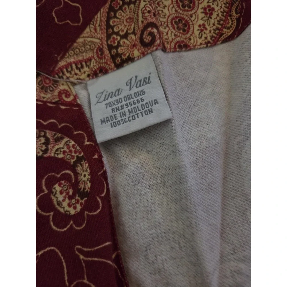 Zina Vasi 70x90 Tablecloth 12 Napkins Red Paisley Thick Cotton Holiday Old World